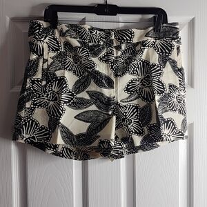 J. Crew Black Floral High Waist Shorts